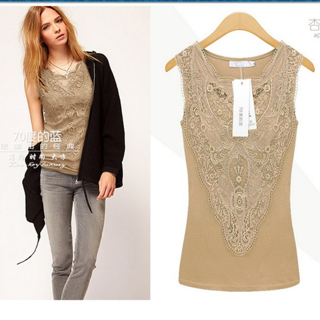 Lace Sheer Sleeve Embroidery Shirt $7.99