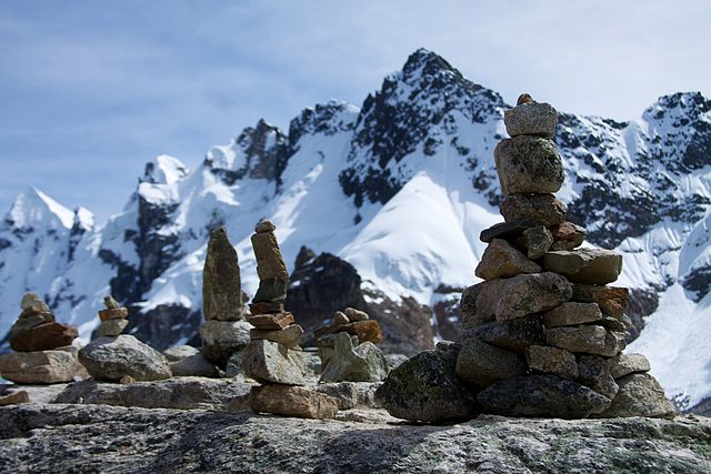 Salkantay Trek - Cairns on the pass 